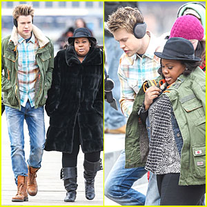 Aww! Chord Overstreet Keeps Amber Riley Warm with His Jacket!