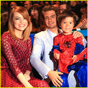 Emma Stone & Andrew Garfield Hang with Adorable Little Spider-Man at Fan Event!