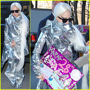 Lady Gaga's Star Appeal Really Shines Through in Bold Silver Foil Outfit!