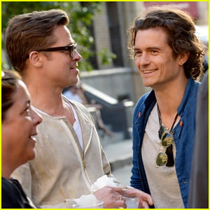 Brad Pitt & Orlando Bloom Have Mini 'Troy' Reunion!
