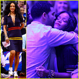Rihanna & Drake Hug & Kiss at Clippers Game But Sit Separately