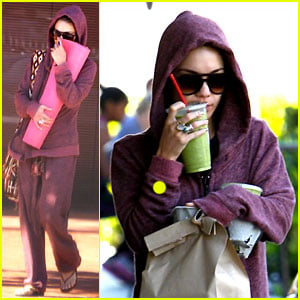 Vanessa Hudgens Dresses in Head-to-Toe Purple at the Gym