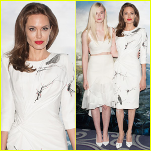 Angelina Jolie & Elle Fanning are Lovely in White at 'Maleficent' London Photo Call!