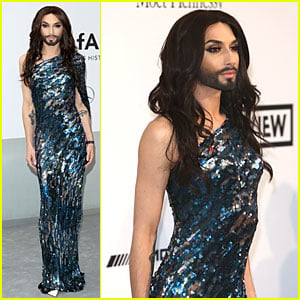 Conchita Wurst Shines in Sequined Gown at Cannes' amfAR Gala 2014