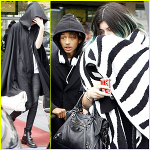 Kylie Jenner & Jaden Smith Arrive in Paris After Reported Makeout Session at Kim & Kanye's Wedding!