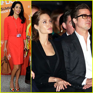 Amal Alamuddin Joins Brad Pitt & Angelina Jolie at Anti-Rape Summit