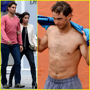 Rafael Nadal Goes Shirtless at French Open, Strolls with Girlfriend Xisca Perello