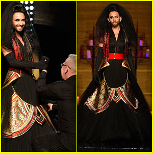 Bearded Drag Queen Conchita Wurst Walks the Runway at Jean Paul Gaultier Runway in Haute Couture