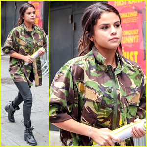 Selena Gomez Covers Up in Over-Sized Camo Jacket