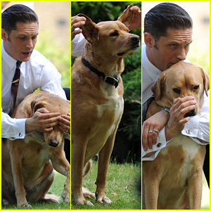 Tom Hardy Gets Playful with a Pup on the Set of Legend - See the Pics!