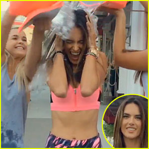 Alessandra Ambrosio Rocks Pink Bikini For Ice Bucket Challenge - Watch Now!