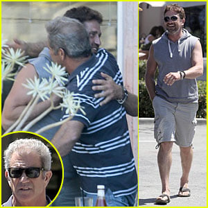 Gerard Butler & Mel Gibson Hug It Out at Lunch