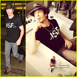 Silly Ian Somerhalder Sits in the Bathtub With His Clothes On