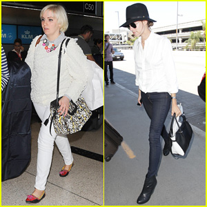 Girls' Lena Dunham & Allison Williams Jet Out of LAX After Eventful Emmy Awards 2014