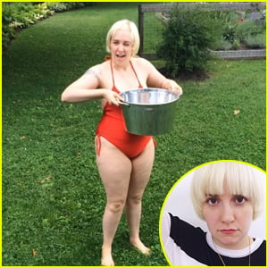 Lena Dunham Dons Bathing Suit for ALS Ice Bucket Challenge After Debuting Platinum Blonde Bowl Cut!