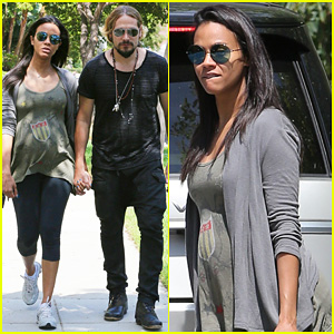 Pregnant Zoe Saldana & Hubby Marco Perego Step Out for Sunny Stroll After Taking On the Ice Bucket Challenge