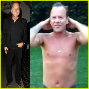 Kiefer Sutherland Does the Ice Bucket Challenge Totally Shirtless!