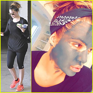 Khloe Kardashian Sports Charcoal Face Mask After Sweaty Workout