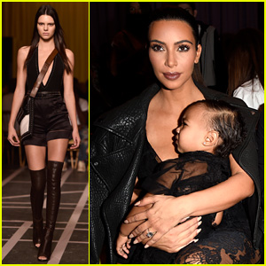 Kim Kardashian & North West Wear Matching Sheer Outfits to Watch Kendall Jenner Walk for 'Givenchy'