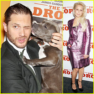 Tom Hardy Gets Licked On the Face at 'Drop' NYC Premiere
