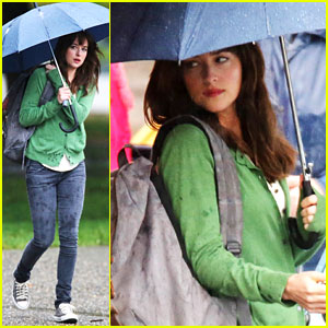Dakota Johnson Revisits Anastasia for 'Fifty Shades of Grey' Reshoots in the Rain!