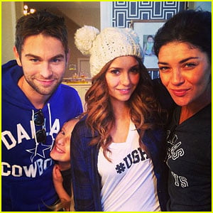Nina Dobrev, Chace Crawford, & Jessica Szohr Buddy Up to Root for the Cowboys!