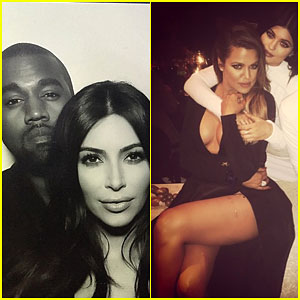 Kim Kardashian & Kanye West Cuddle Up at the Family Christmas Eve Party
