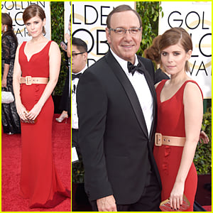 Kate Mara & Kevin Spacey Have 'House of Cards' Reunion on Golden Globes 2015 Red Carpet