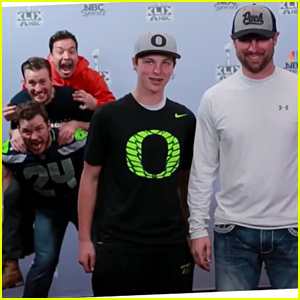 Chris Pratt & Chris Evans Photobomb Unsuspecting Fans at the Super Bowl - Watch Now!