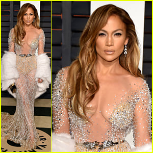 Jennifer Lopez Stuns in Sheer Dress at Oscars After Party 2015