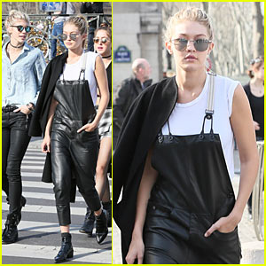 Gigi Hadid is Overalls Chic During Louvre Visit with Model Pal Devon Windsor