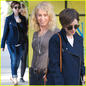 Lily Collins Catches Up With Mom After Chris Evans Weekend Date