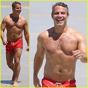Shirtless Andy Cohen Takes a Splash in Miami Beach