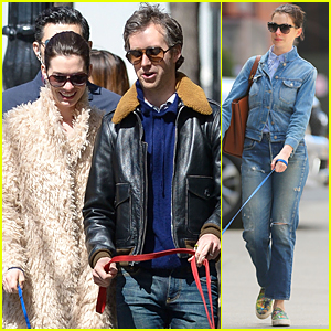 Anne Hathaway & Adam Shulman Walk the Dogs After 'Lip Sync Battle' Airs