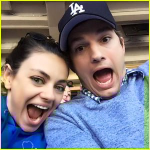 Ashton Kutcher & Mila Kunis Snap a Cute Selfie at Dodgers Opening Day