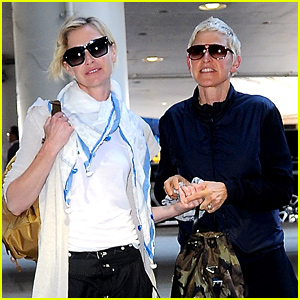 Ellen DeGeneres Holds Hands with Wife Portia de Rossi at LAX