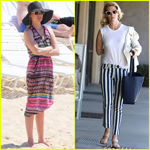 January Jones Dons Colorful Beach Cover-Up in Hawaii
