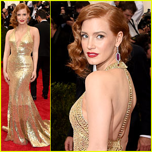 Jessica Chastain Is a Golden Goddess at Met Gala 2015!