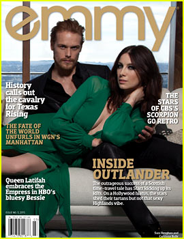 Sam Heughan & Caitriona Balfe Heat Up 'Emmy' Mag's Cover