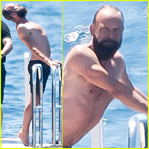 Sting Does Shirtless Stretches in Cannes