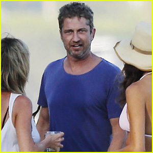 Gerard Butler Parties on the Beach for Fourth of July With Girlfriend Morgan Brown