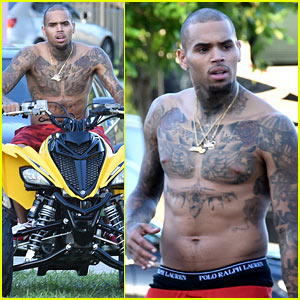 Chris Brown Goes Shirtless for New Music Video Shoot