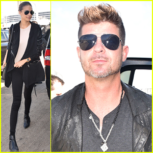 Robin Thicke and Girlfriend April Love Geary Dash Out of Town