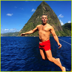 Andy Cohen Shows Off Fit Shirtless Bod While Jumping Off Boat
