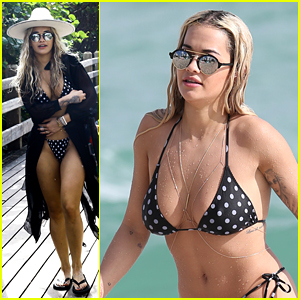 Rita Ora Continues to Enjoy Vacation with Friends on the Beach
