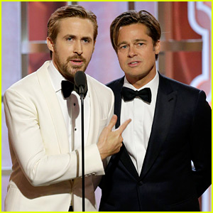 Brad Pitt & Ryan Gosling Share Funny Interaction at Golden Globes 2016! (Video)
