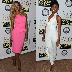 Laverne Cox Stuns In Bright Pink Dress at NAACP Awards Luncheon