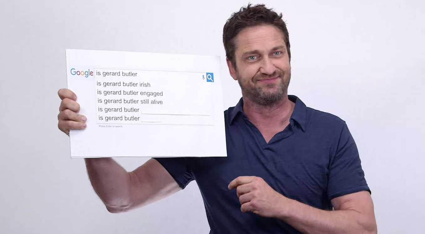 Gerard Butler Does an Interview with Google Autocomplete! | Aaron ...