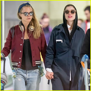 Cara Delevingne Holds Hands with St. Vincent Upon Paris Airport Arrival
