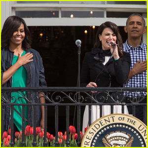 Idina Menzel Sings National Anthem at White House Easter Egg Roll